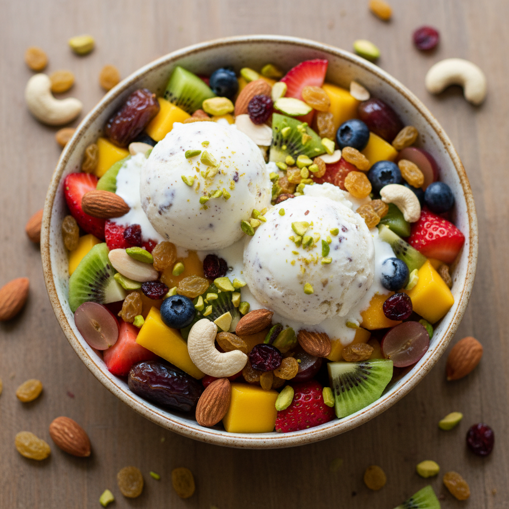 Dry Fruit Salad With Ice Cream